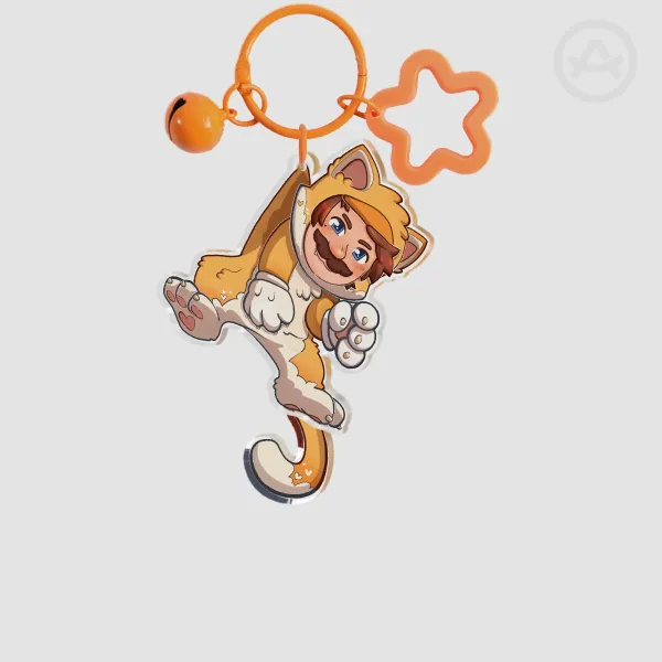 cat mario keychain