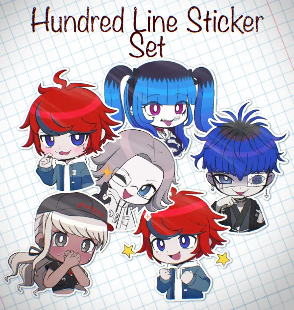 Hundred Line Die Cut Glossy Stickers set! (6 stickers)