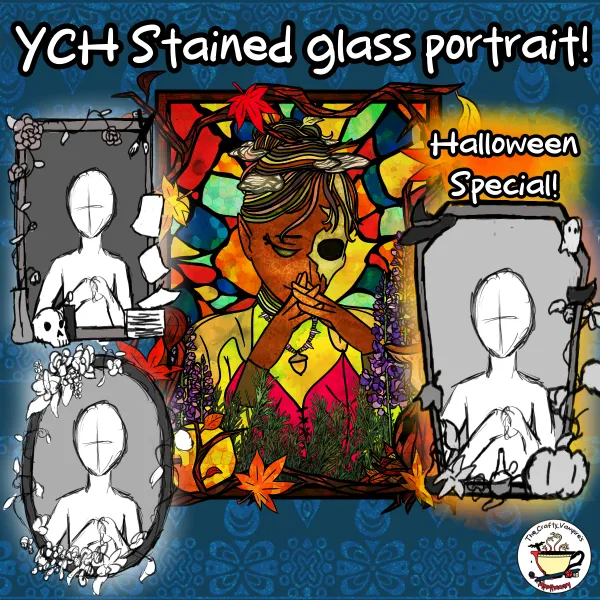 YCH Stained glass portrait keychain (Halloween Special)