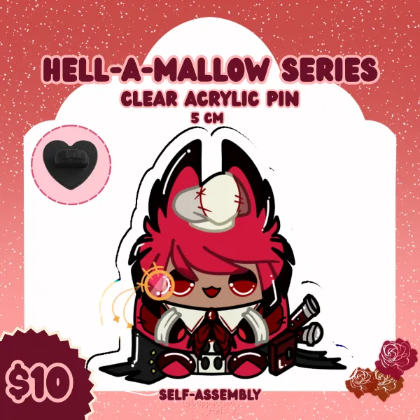 Pirate Alastor Mallow || Acrylic Pins || Hell-A-Mallow Series