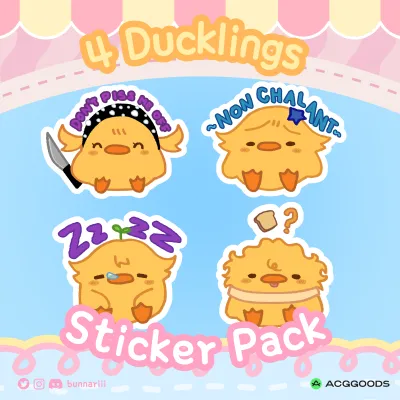 Cute 4 Ducklings Sticker Pack