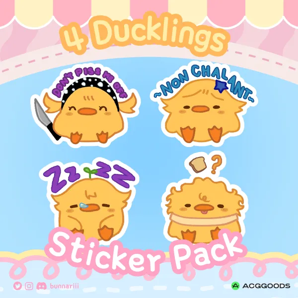 Cute 4 Ducklings Sticker Pack
