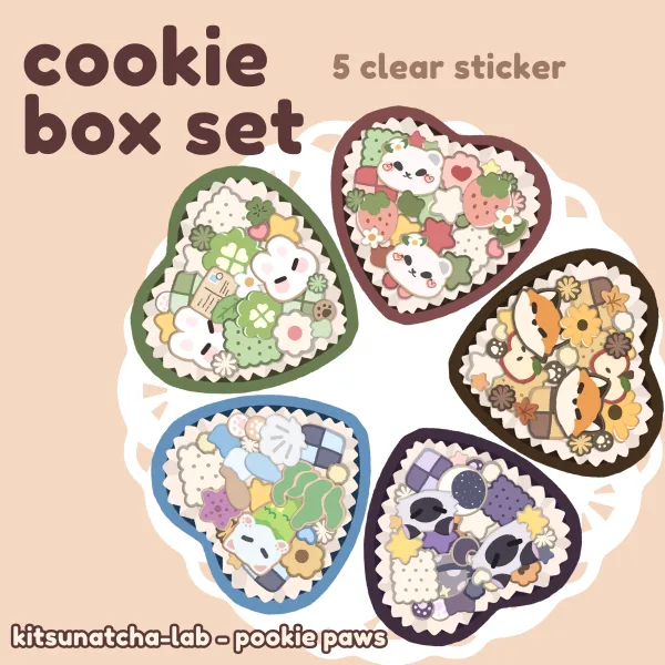 sticker clear cookie box set