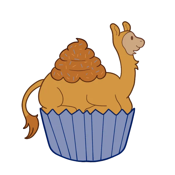 Caramel Camel Cupcake: Sticker and Keychain