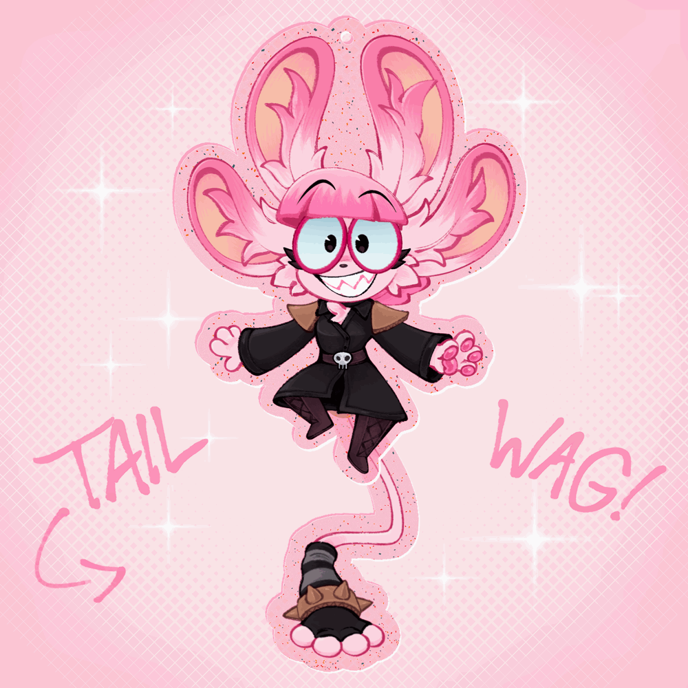 Tail-wagging Pink Thing Acrylic Keychain