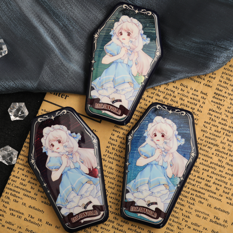 Custom Coffin Shape Holographic Badges