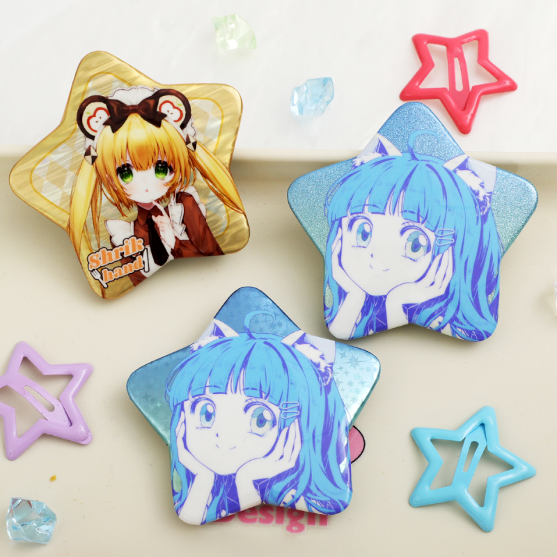 Custom Five Point Shape Holographic Badges