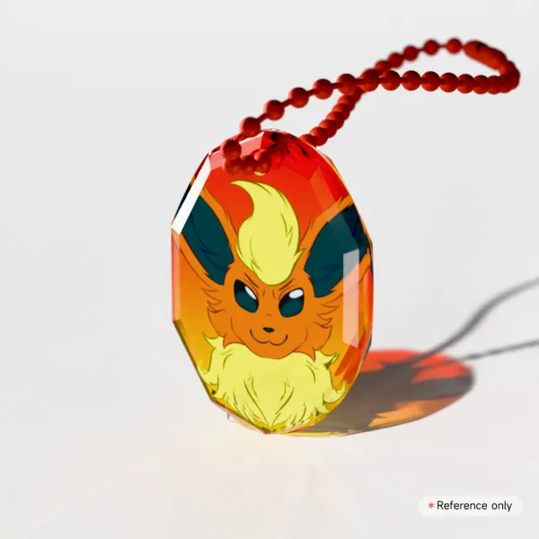 Flareon Eeveelution Pokemon Gemstone Thick Acrylic Block Keychain