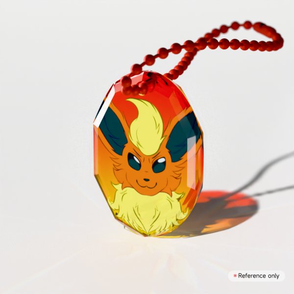 Flareon Eeveelution Pokemon Gemstone Thick Acrylic Block Keychain