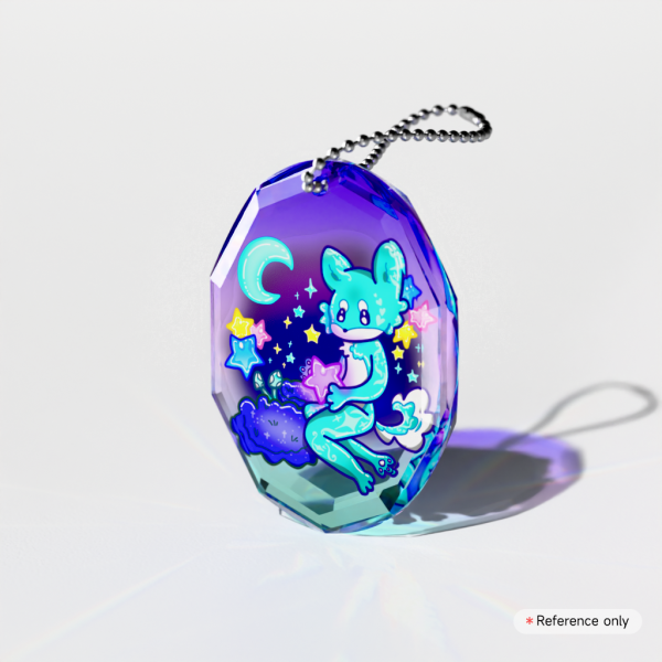 Stardust dog Gemstone Acrylic Block Keychains