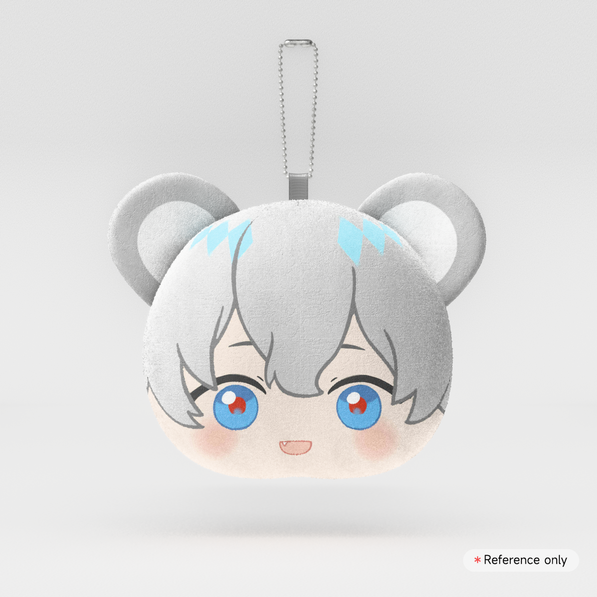 Mochi Face Plush Keychain - Gray