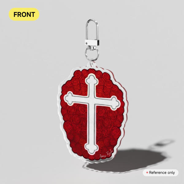 Cross with Roses Keychain