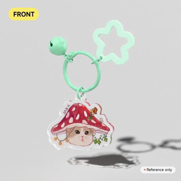 Cottagecore Mushroom Hat Critter, Cute Bunny, Hamster, Cat | Clear Acrylic Keychain