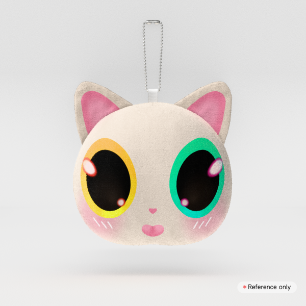 White kitty Mochi Face Plush Keychain