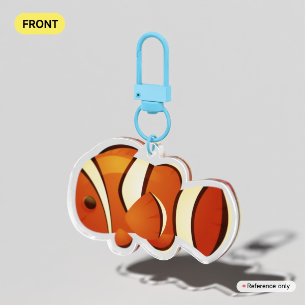 Aqua Clownfish Clear Acrylic Keychain