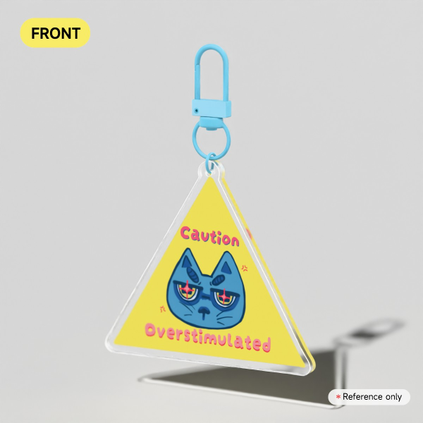 Angry cat cautions keychain