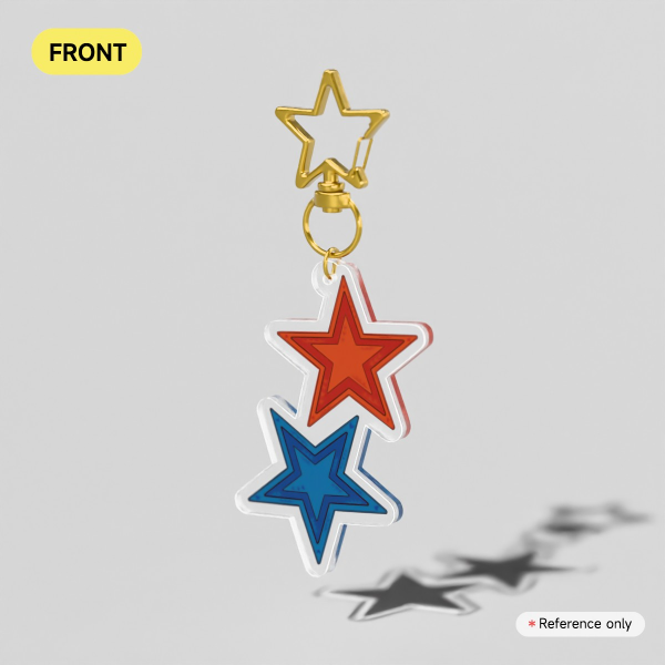 Red and Blue Star Clear Keychain