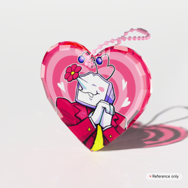 Tenna Heart Gemstone Thick Acrylic Block Keychain