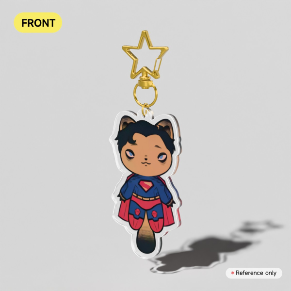 Superman Cat Clear Acrylic Keychains