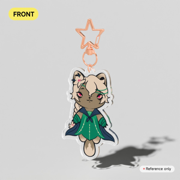 White Lily Cookie Cat Clear Acrylic Keychains