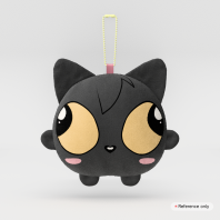 silly black cat mochi plush