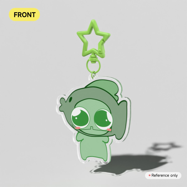 Green Silly Keychain |White and Gray|