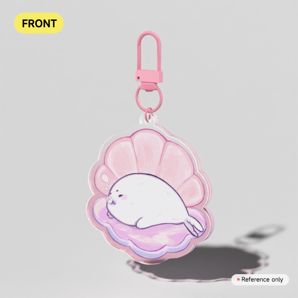 Seal sleeping in pearl shell Colored Edge Acrylic Keychains