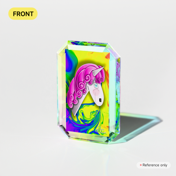 Unicorn Portrait Broken Glass Gemstone Acrylic Blocks