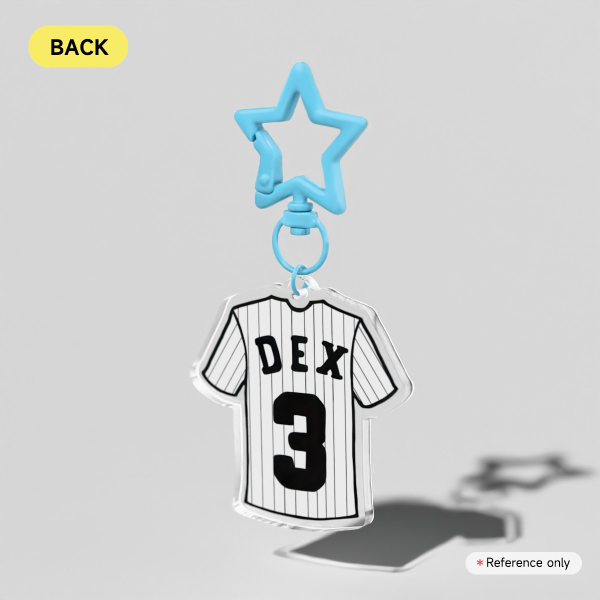 Bullseye/Dex Baseball Jersey Clear Acrylic Keychains
