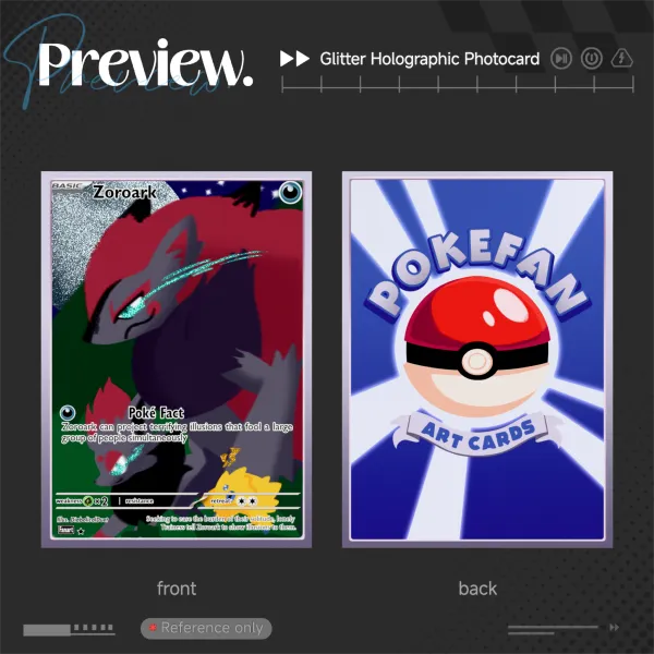 Mon Collab Zoroark Zorua joltik Glitter Holographic fan Photocard