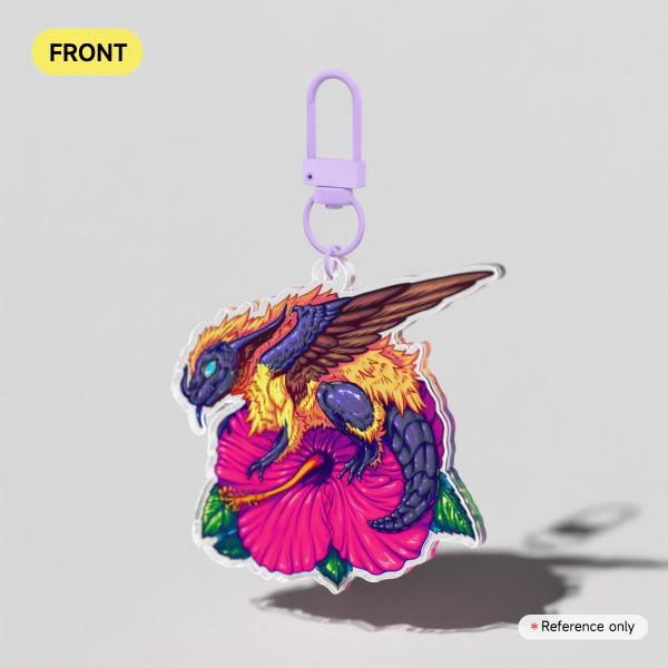 Hibiscus Bee-Dragon Clear Acrylic Keychain