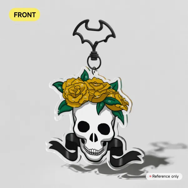 Skull with Yellow Flowers Keychains