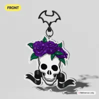 Skull with Purple Flowers Keychains