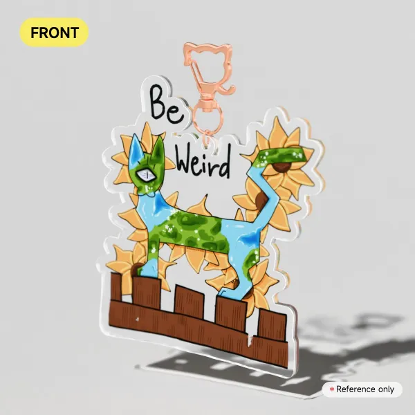 Weirdcore Cat - Clear Acrylic Keychain