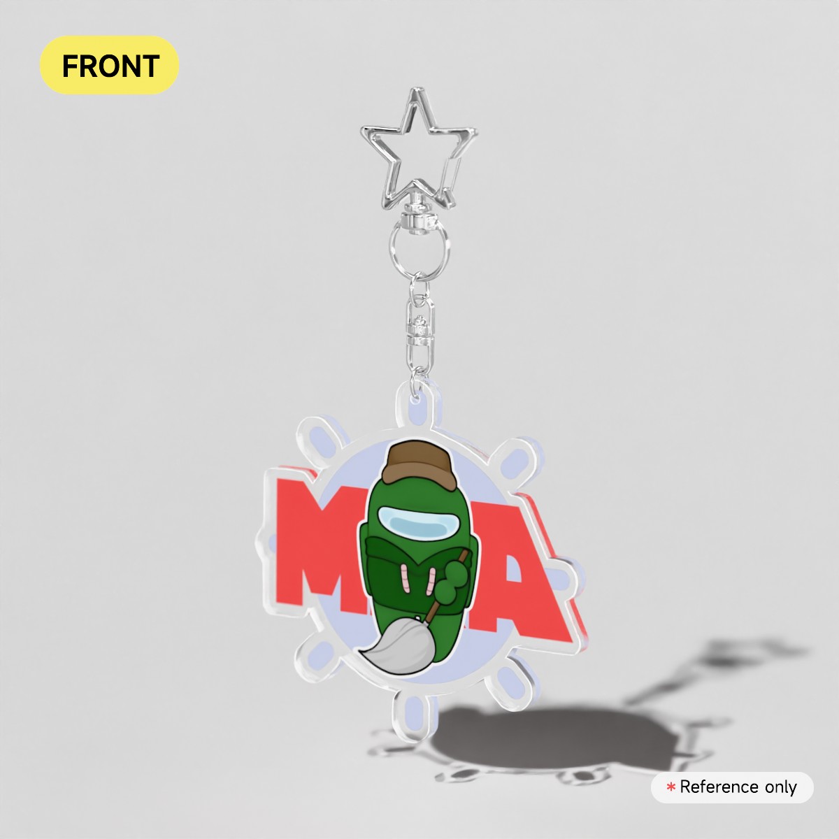 Green - Among us show, double sided keychain