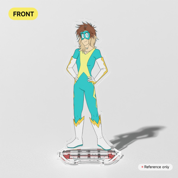 Bike Helmet Hero: Origins - Evabrite (c. 1987) - Clear Acrylic Standee