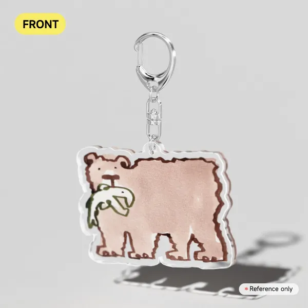 Green Bear w/ Fish Acrylic Keychain