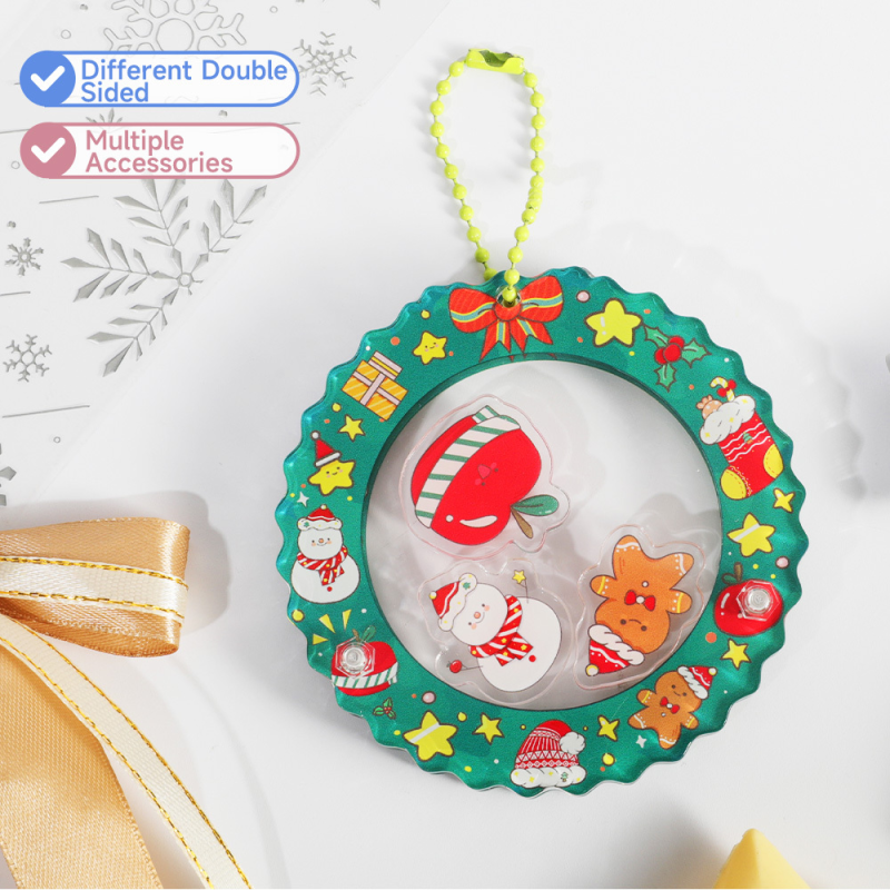 Custom Acrylic Christmas Wreath Shaker Pendant