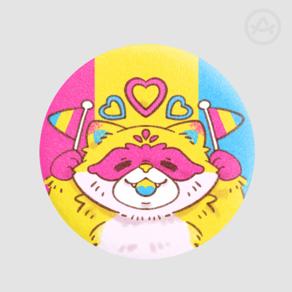 LGBTQ+ Pan Raccoon Plush Badges
