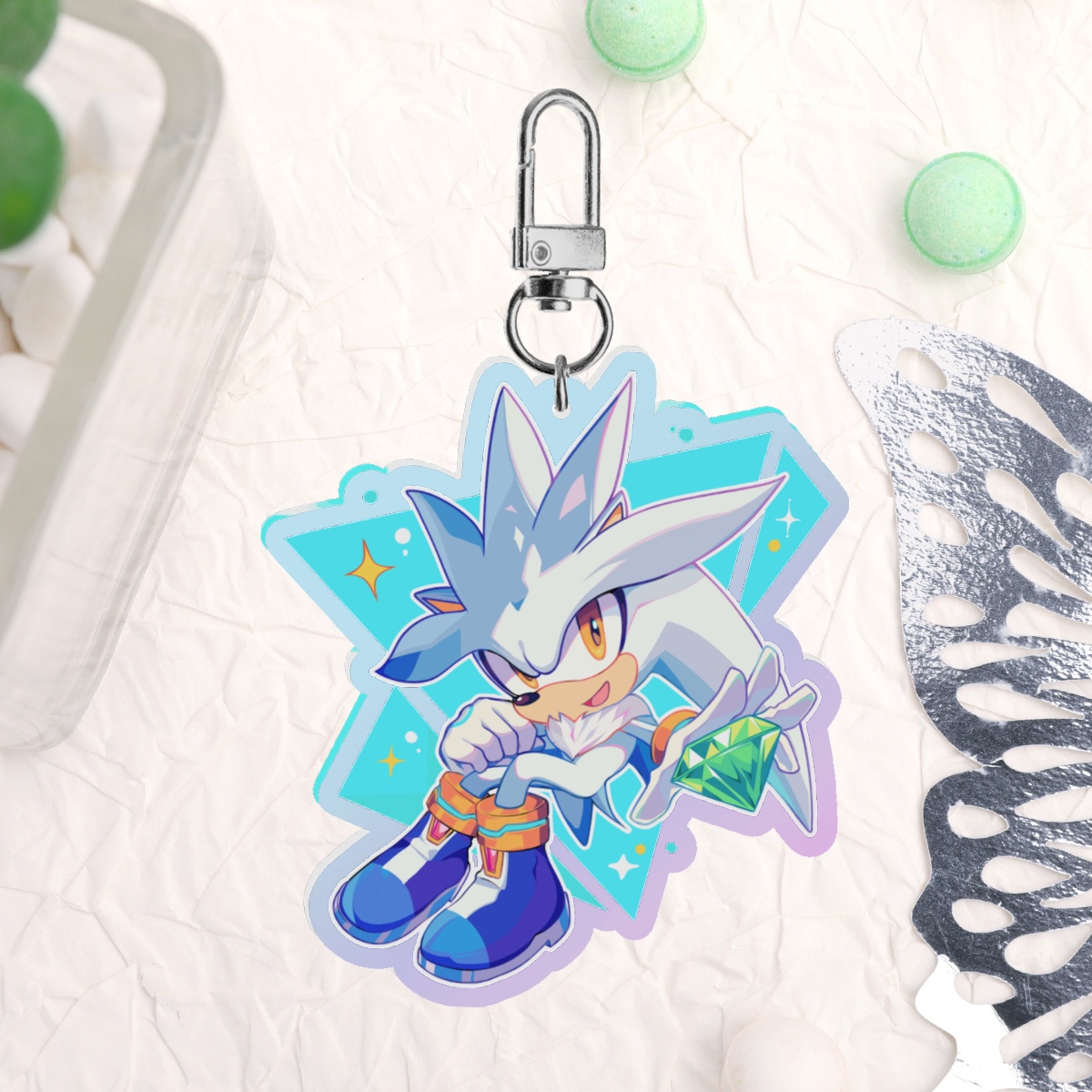 Silver Rainbow Acrylic Keychains