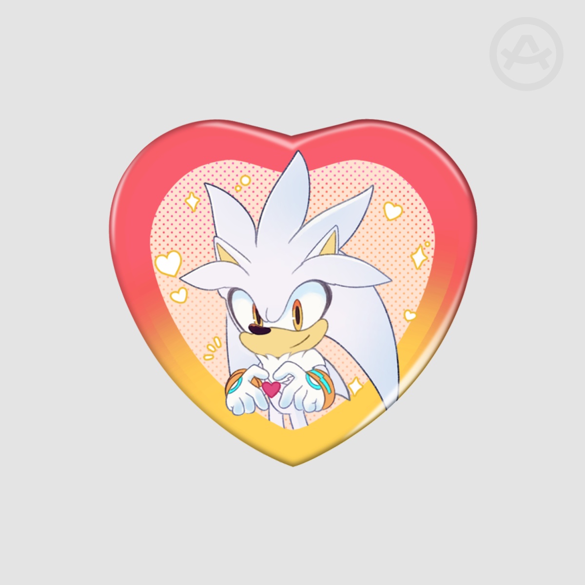 Silver Heart Shape Holographic Badges