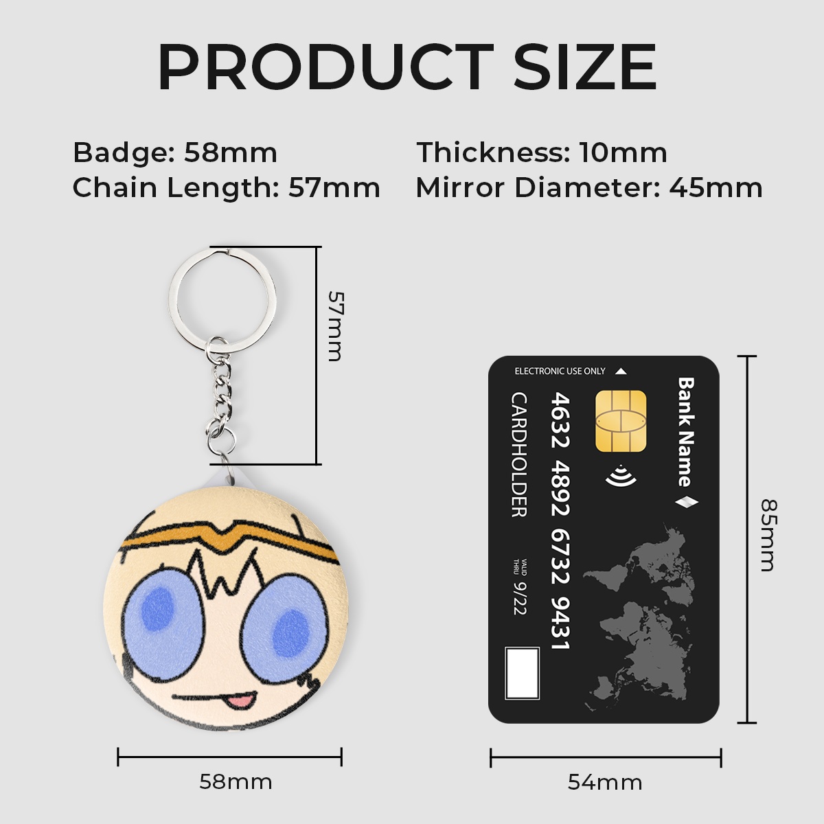 Stare Plush Badge Mirror Keychains