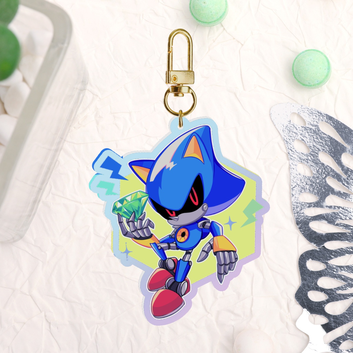 Metal Sonic Rainbow Acrylic Keychains