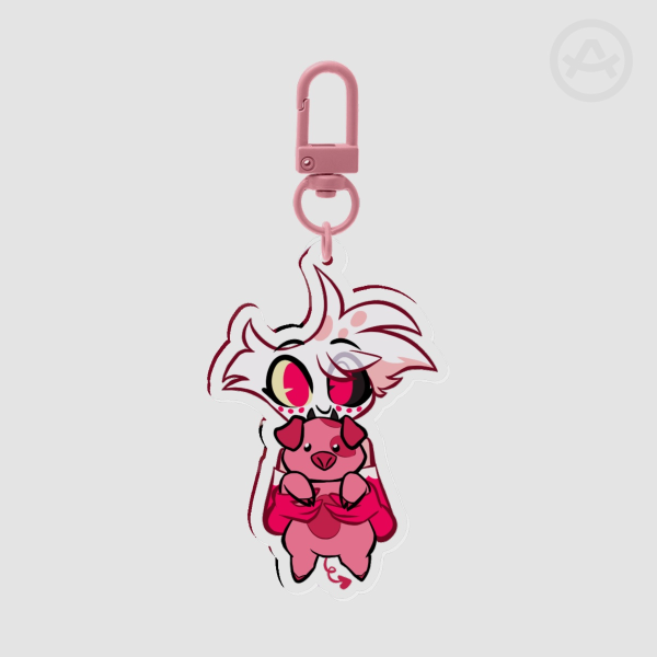 Angel Dust holding Fat Nuggets Keychain