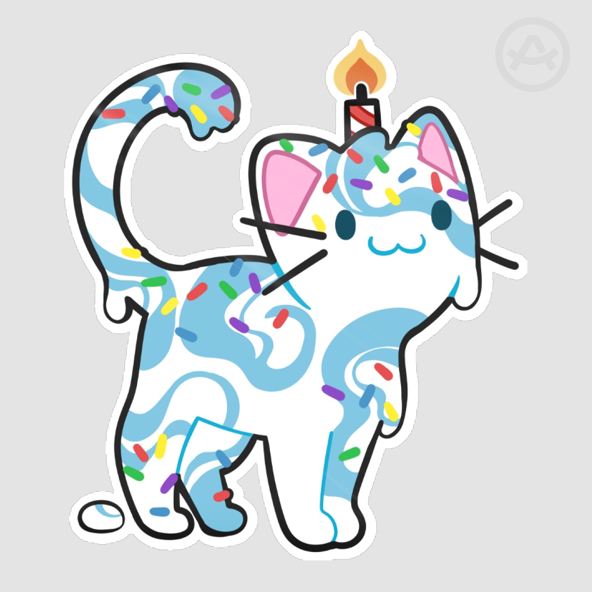 Birthday Cake Ice Cream Cat Sticker