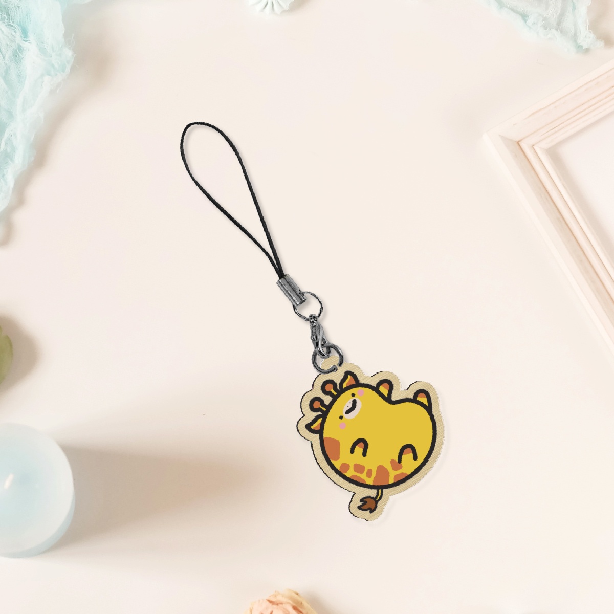giraffe - safari beans collection - wood keychain
