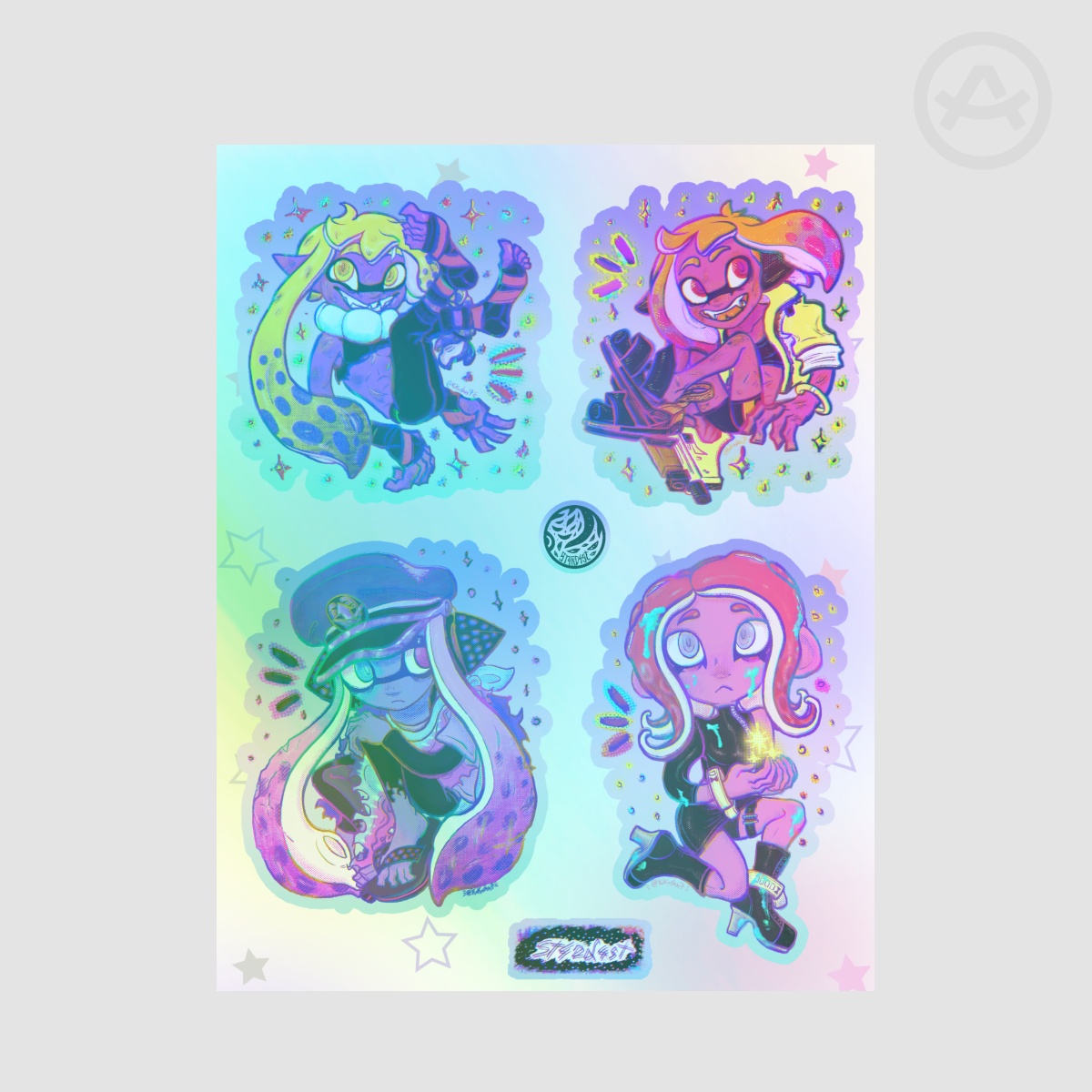 Rainbow Splatoon Fem Agents Stickers Sheet