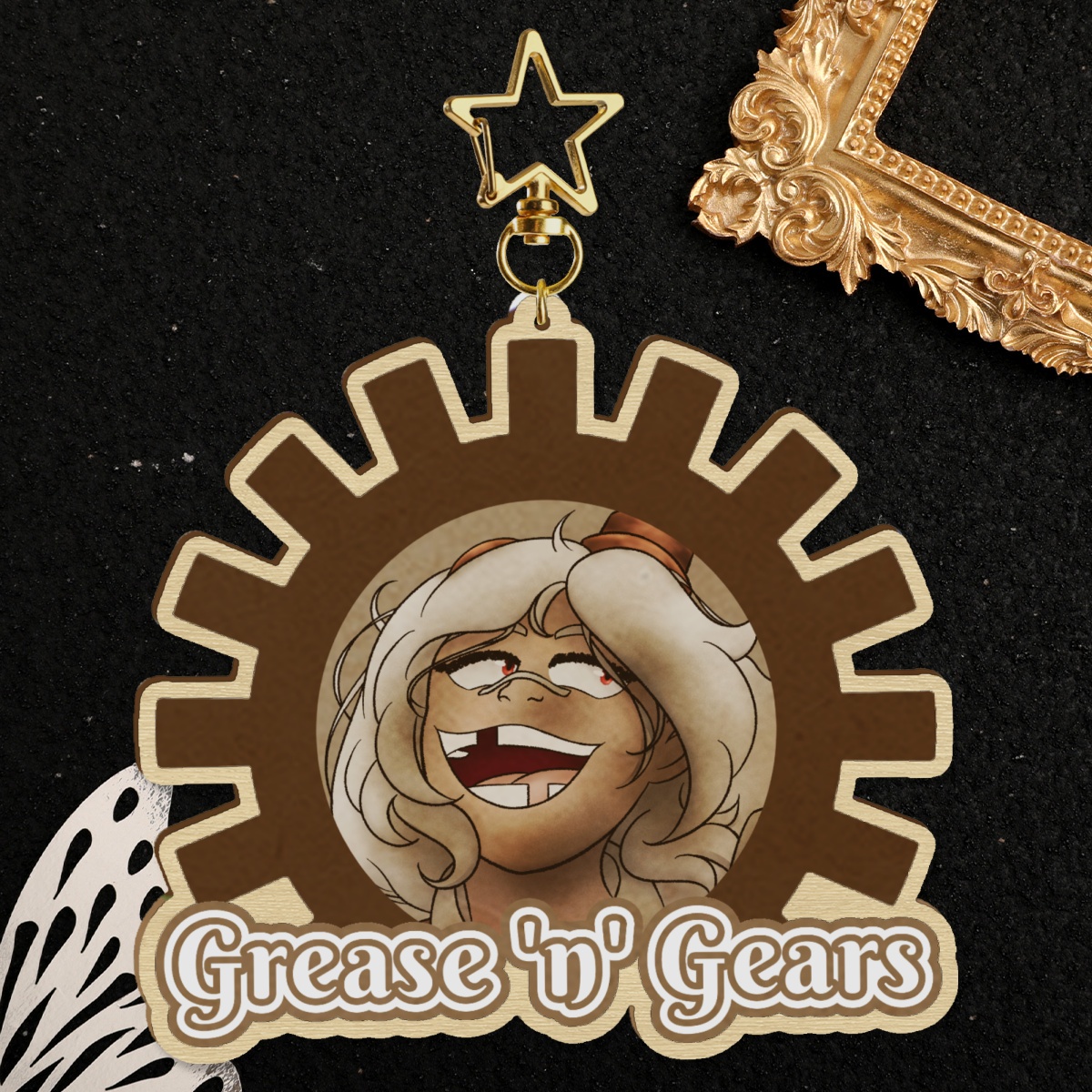 Grease 'n' Gears Wood Keychain