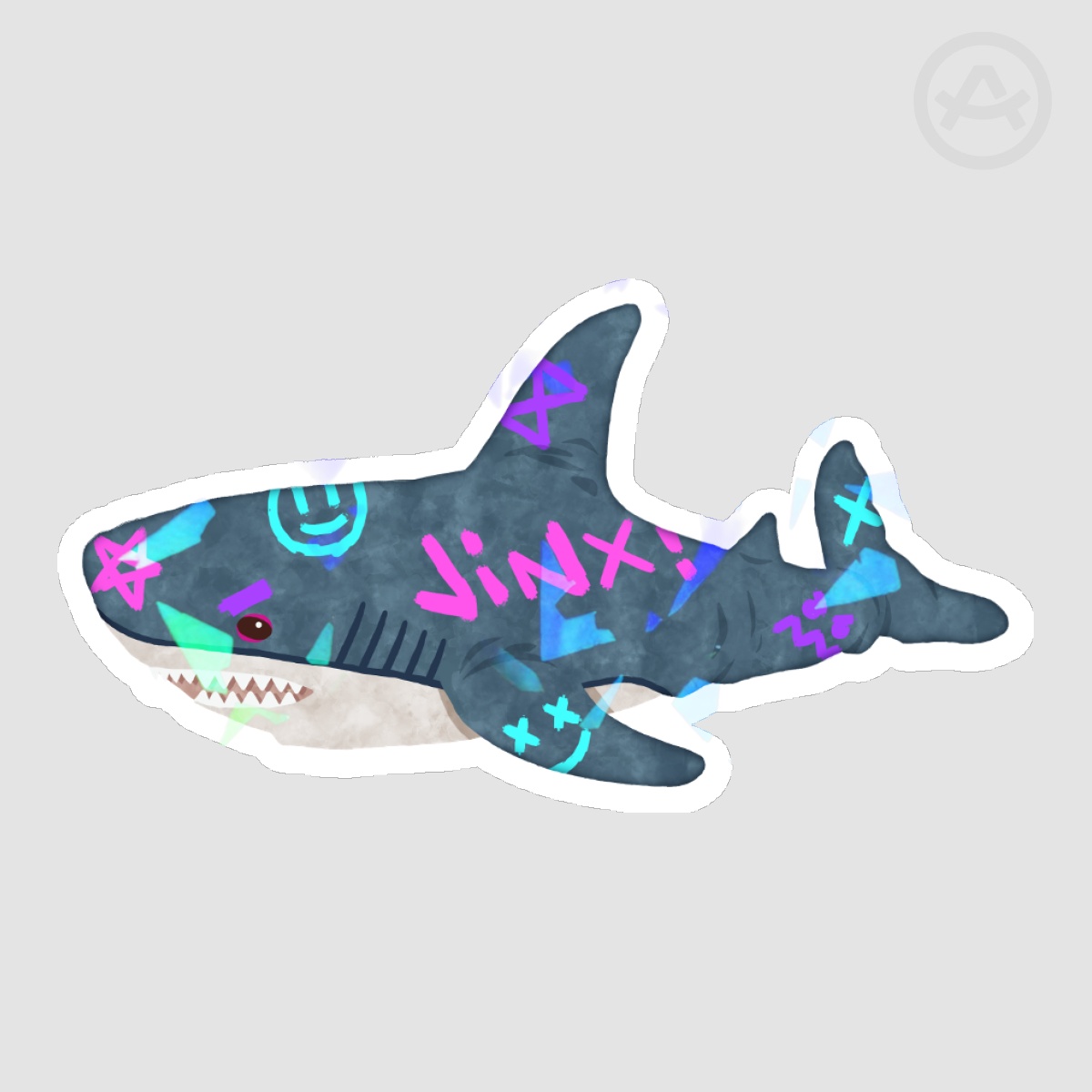 Jinx-themed Blåhaj | Sticker