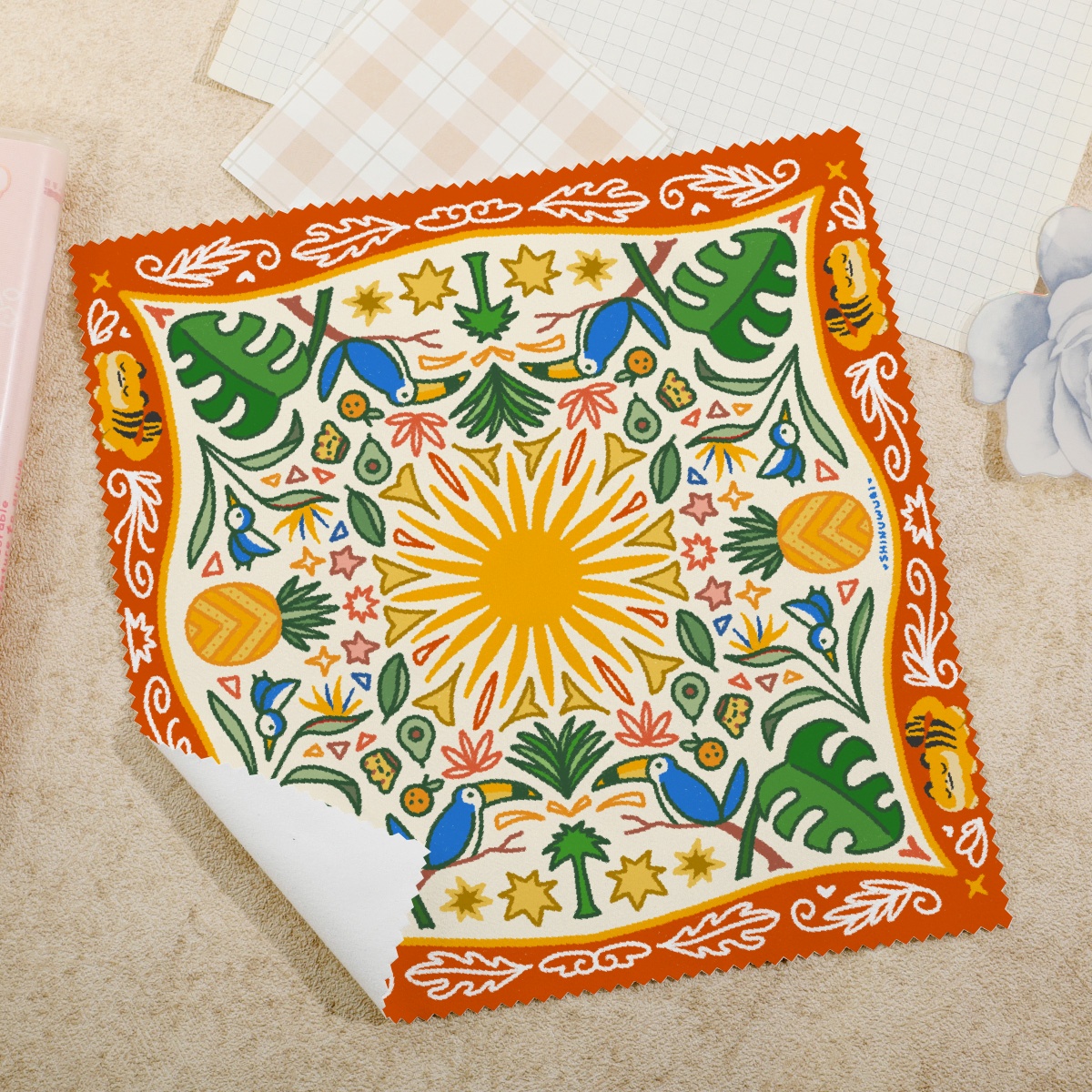 tropical orange - microfiber cloth